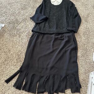 Womens Holiday XL sequined skirt and sweater
